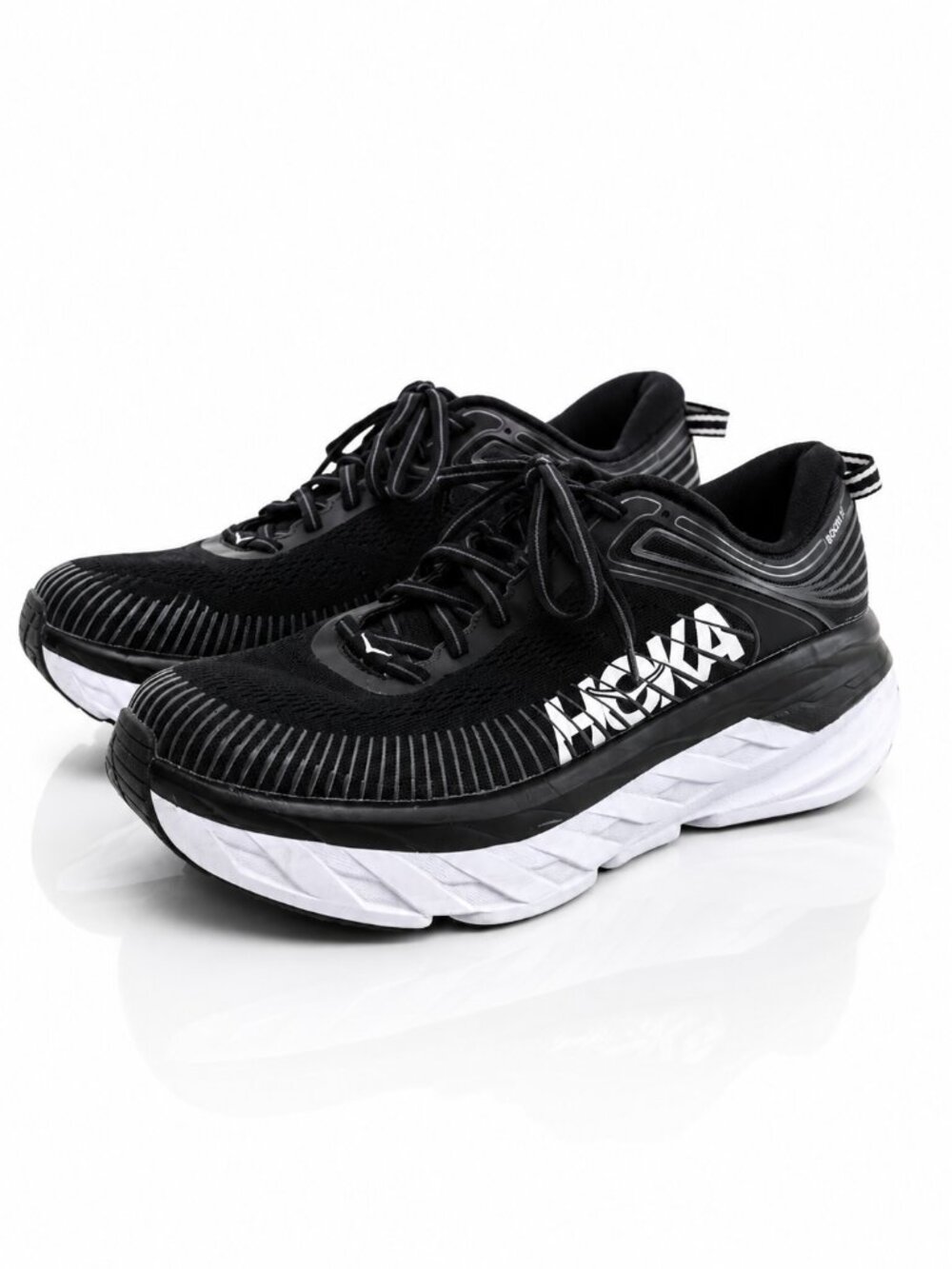 HOKA Bondi 7 Black Trainer Running Shoes Sz Womens 8 US